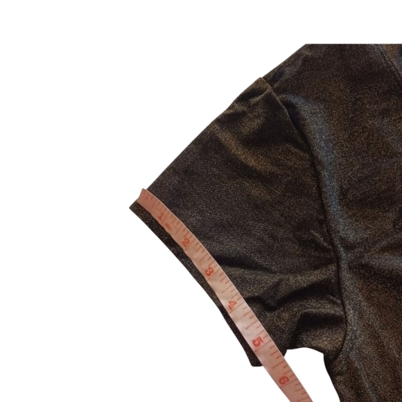 VYB Swim Cover-Up Shimmer Metallic AsymmetricalCrop Top / Black-Gold - Picture 6 of 10